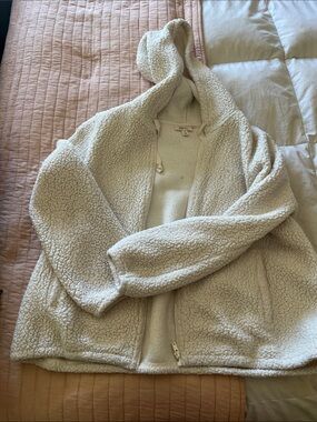 Style & Co. Cream Hooded Teddy Sherpa Jacket